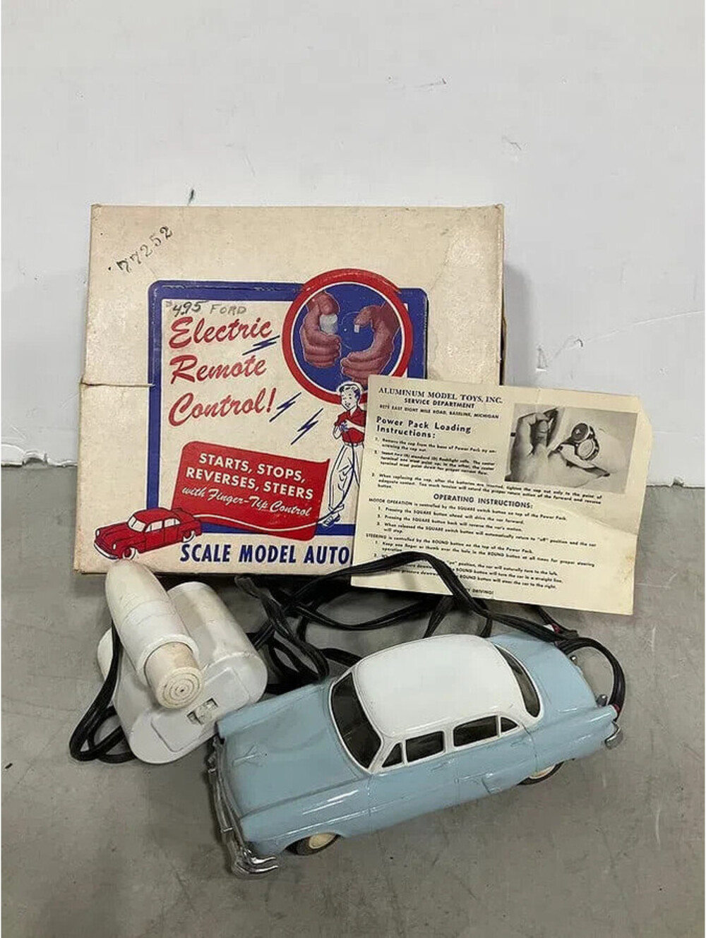 Vintage Ford Electric Remote Control Car Aluminum Model Toys Inc Box 1950s